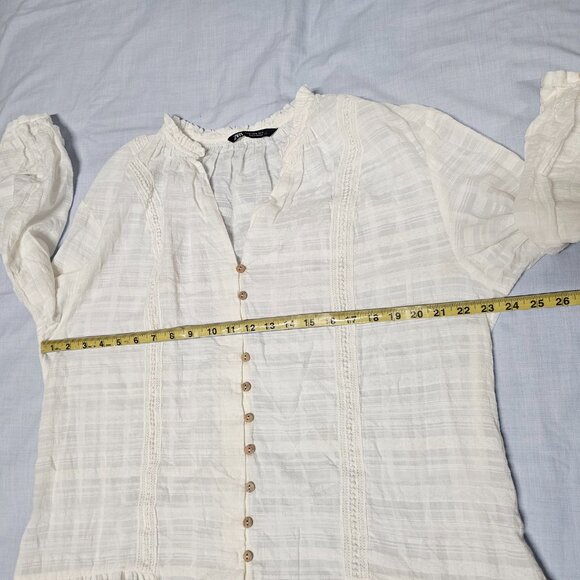 Zara Embroidered Boho Mini Dress Women Size XL White - Picture 8 of 11